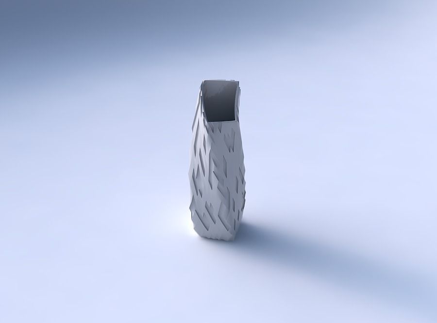 Vase twisted bent rectangle with cavities 3D print model_3