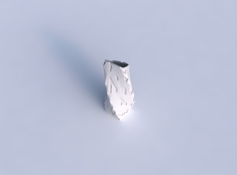Vase twisted bent rectangle with cavities 3D print model_1