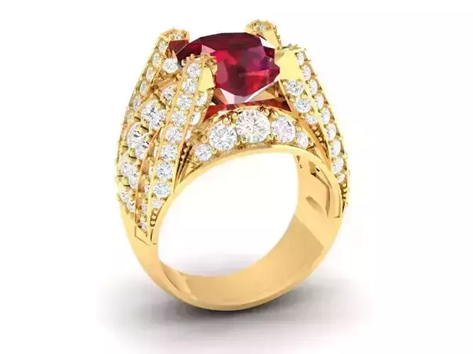 Luxury Ruby Diamond Statement Ring for Men 158