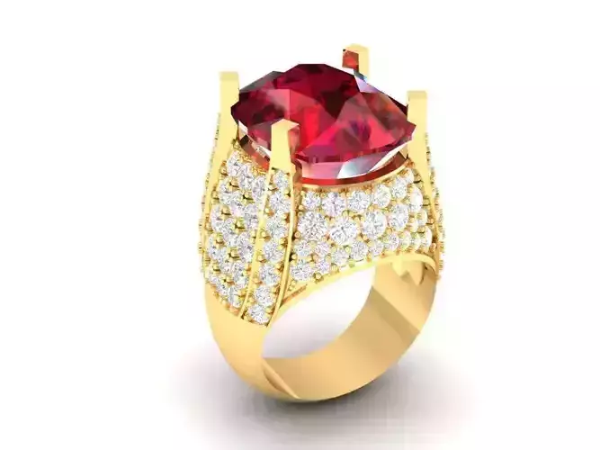 Luxury Gemstone Ring 3D Model for Resin Printing 161