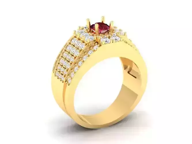Diamond Ruby Men Ring 3D Model 162