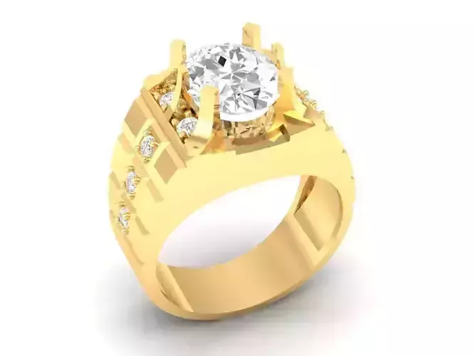Mens Bold Diamond Gold Ring 3D Model   167