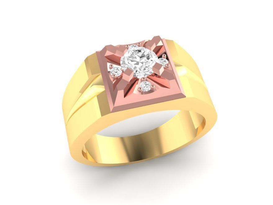 Bold Square Men Diamond Gold Ring 3D Model   168 3D print model_5