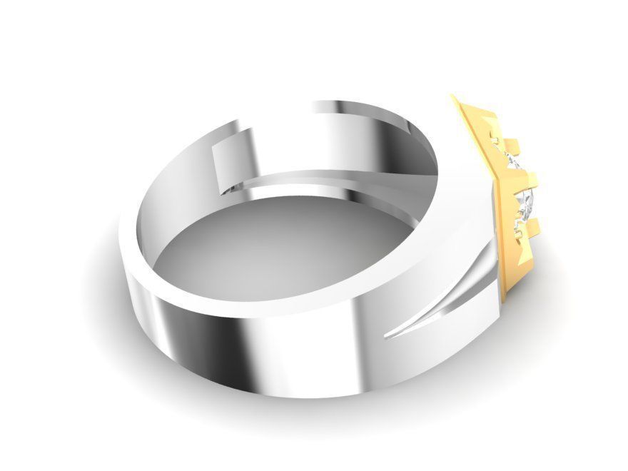 Bold Square Men Diamond Gold Ring 3D Model   168 3D print model_10
