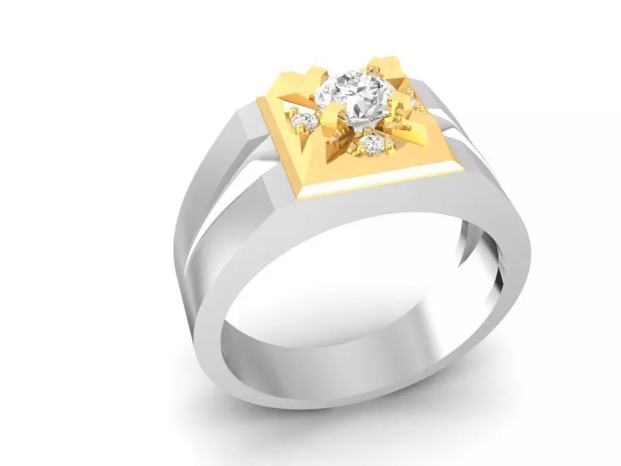Bold Square Men Diamond Gold Ring 3D Model   168 3D print model_0