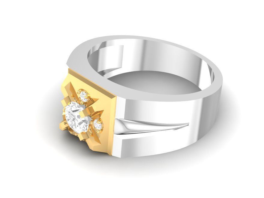 Bold Square Men Diamond Gold Ring 3D Model   168 3D print model_4