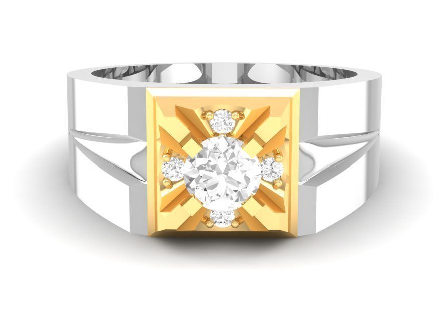 Bold Square Men Diamond Gold Ring 3D Model   168 3D print model_1