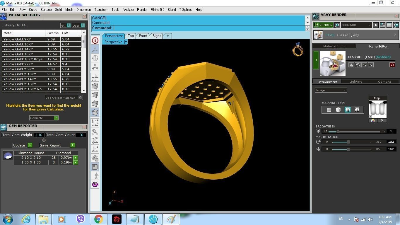 Gold Octagon Men Ring with Pave Diamond Setting 170 3D print model_7