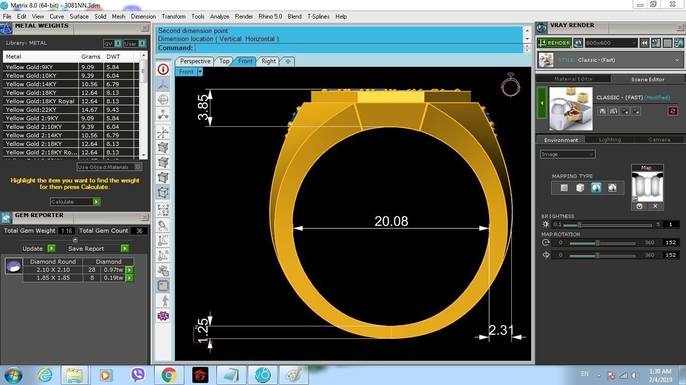 Gold Octagon Men Ring with Pave Diamond Setting 170 3D print model_4