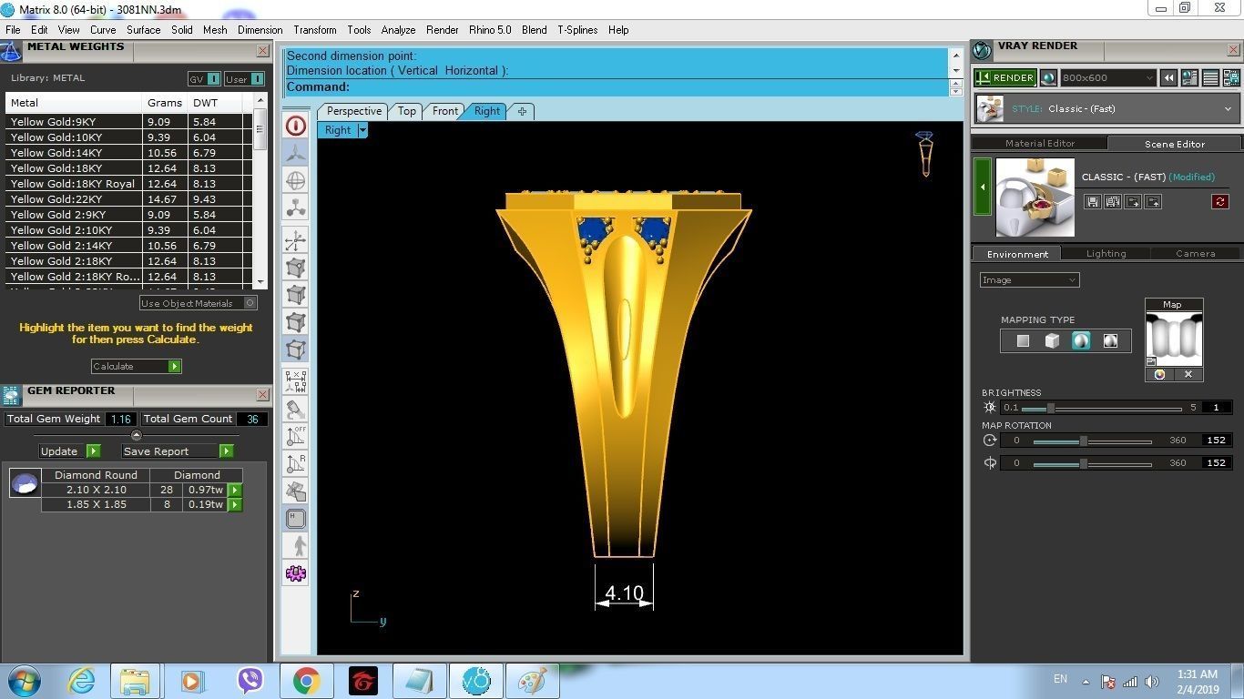 Gold Octagon Men Ring with Pave Diamond Setting 170 3D print model_6