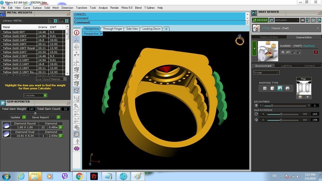 Luxury Gold Men Ring with Emerald Center Stone 171 3D print model_7