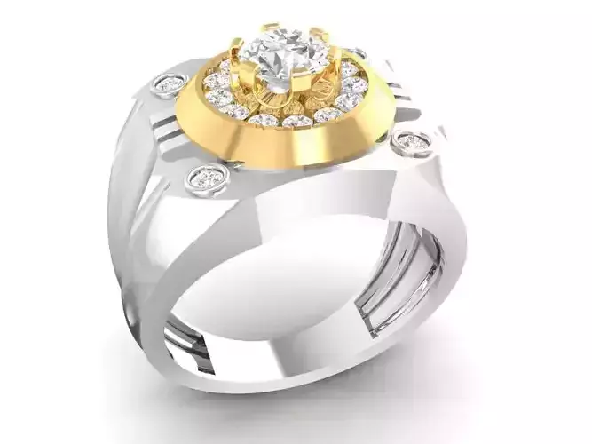 Luxury Round Cluster Signet Ring for Men  174