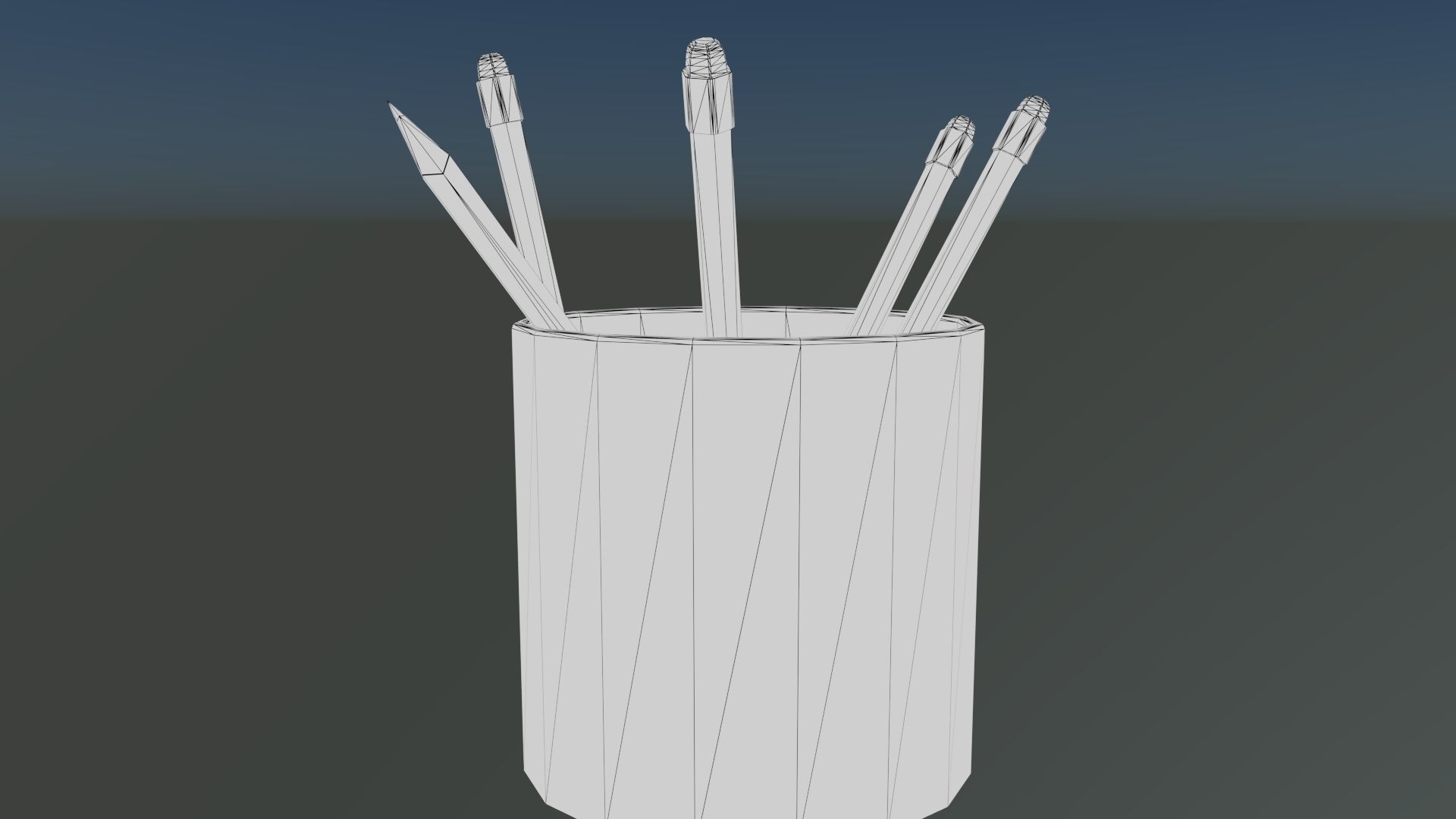 Pencils and Cup Low-poly 3D model_6