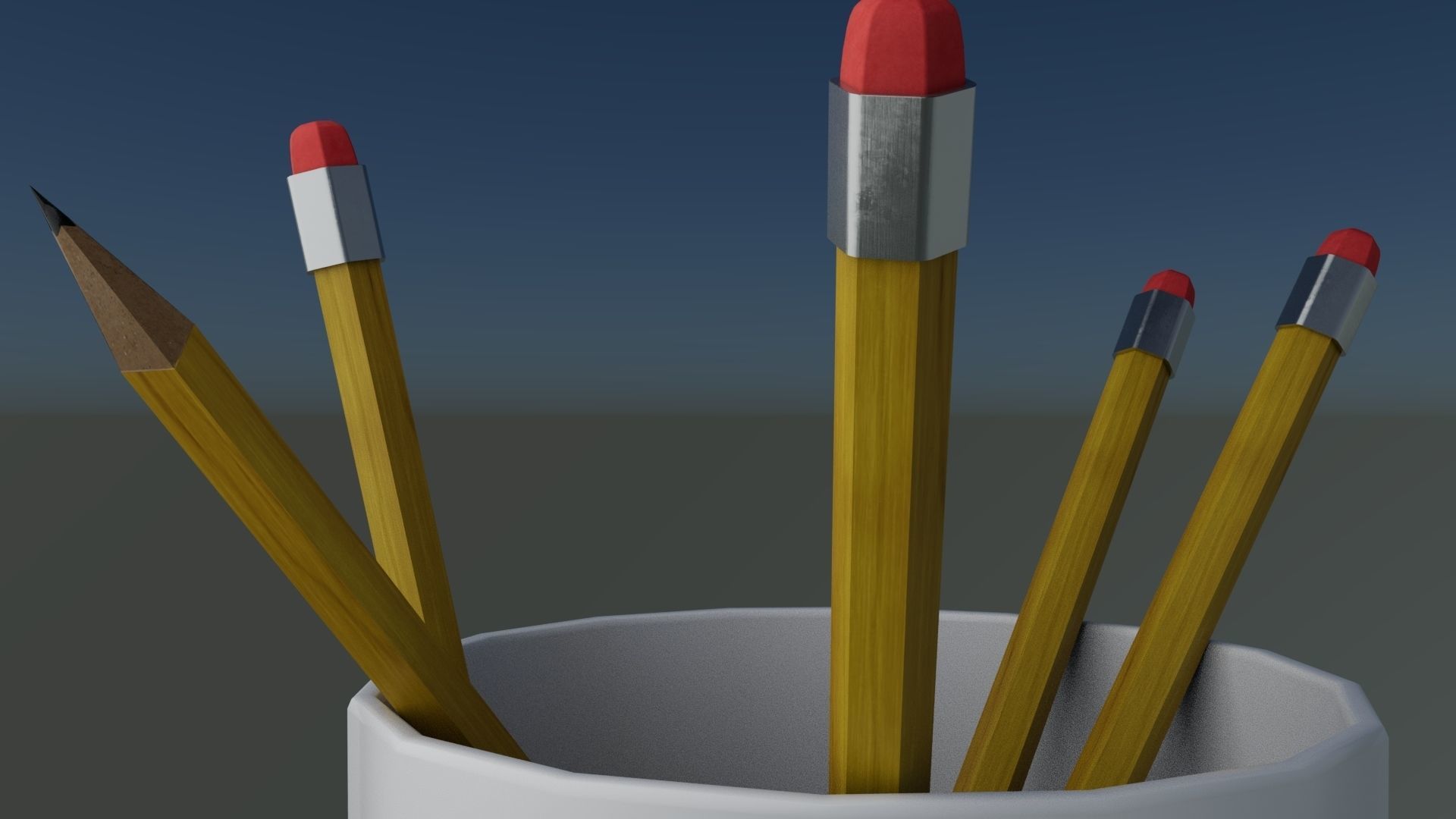 Pencils and Cup Low-poly 3D model_3