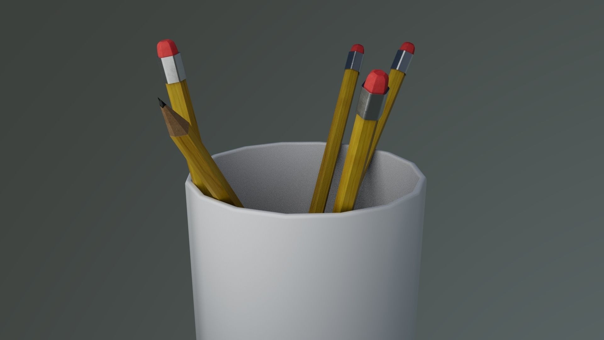 Pencils and Cup Low-poly 3D model_4