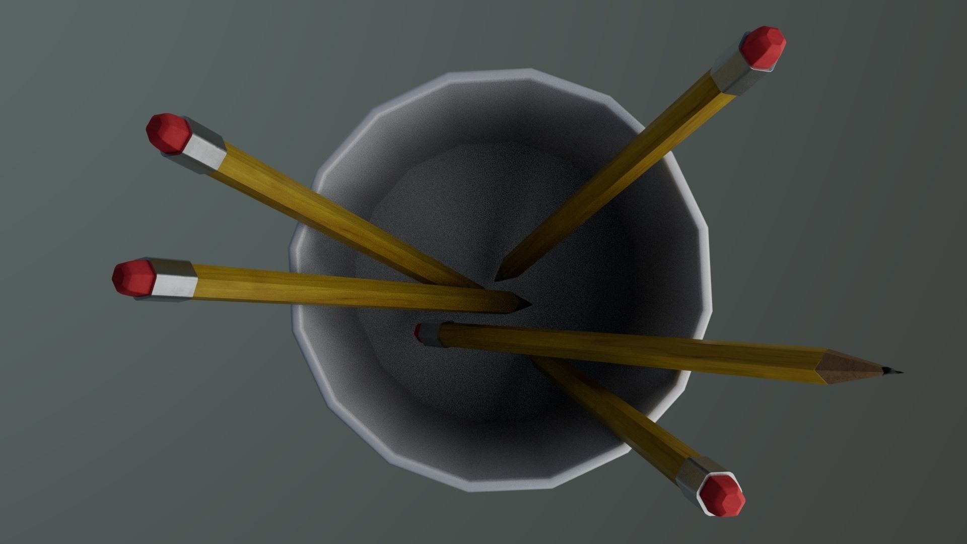 Pencils and Cup Low-poly 3D model_1