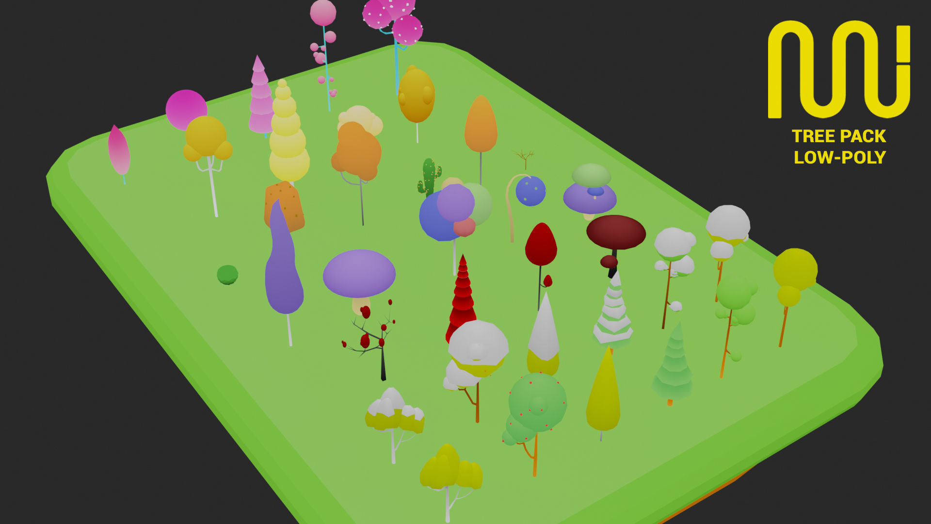 Tree Collection Low-Poly 36 unique trees Low-poly 3D model_1