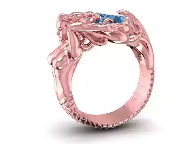 Asian Dragon Holding Blue Gem Ring 3D Model  191
