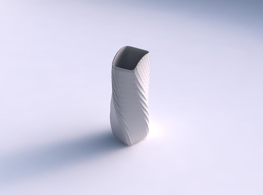 Vase twisted arc rectangle with twisted diagonal grid pattern 3D print model_0