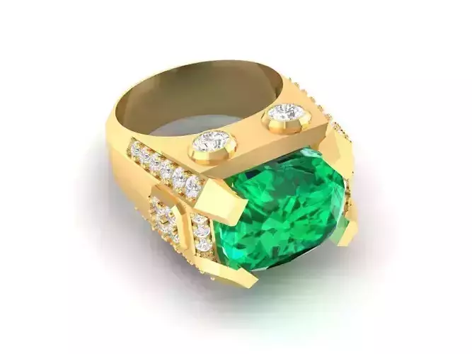 Luxury Emerald Diamond Statement Ring for Men  193