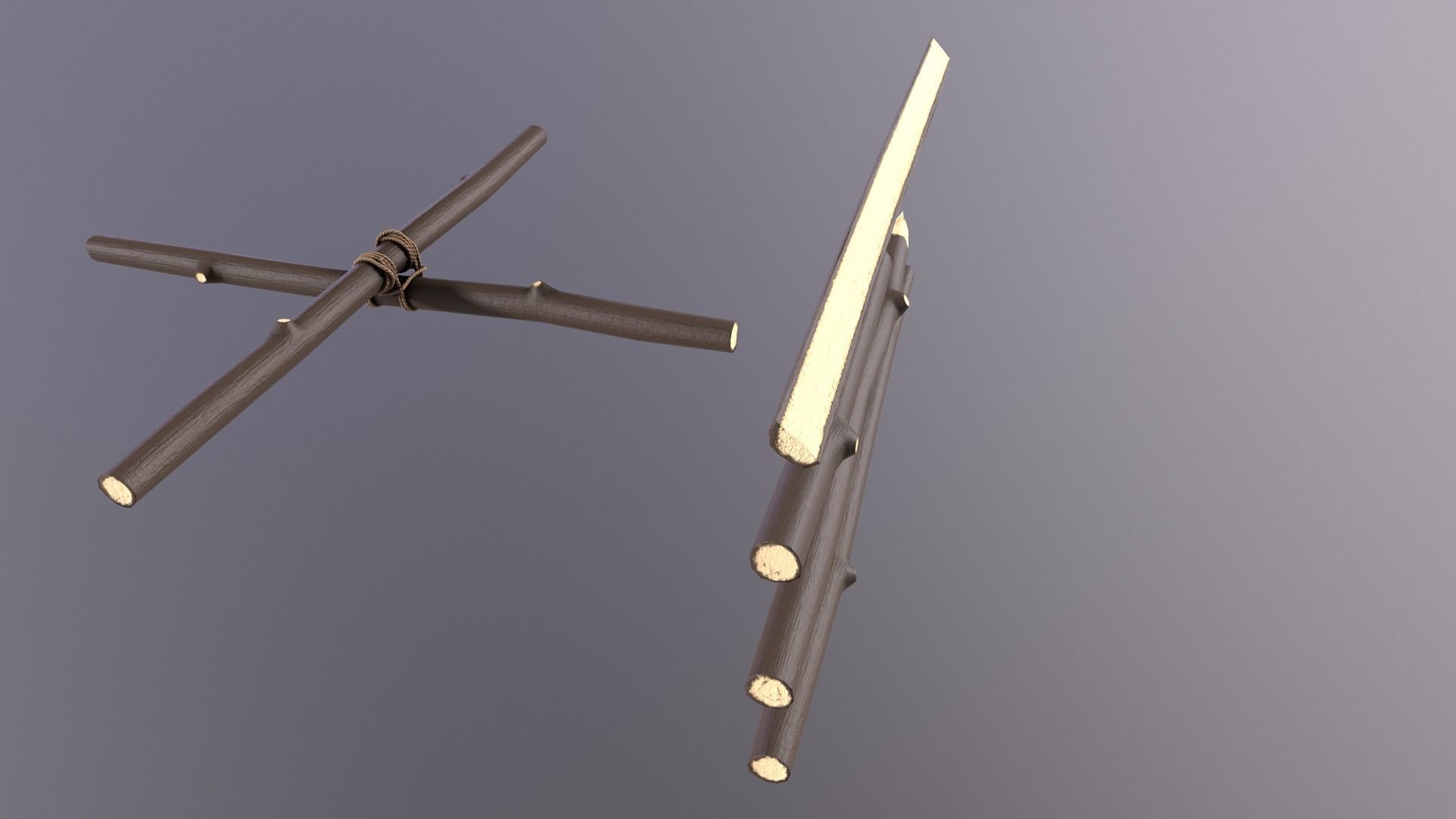 Wood sticks  Low-poly 3D model_7