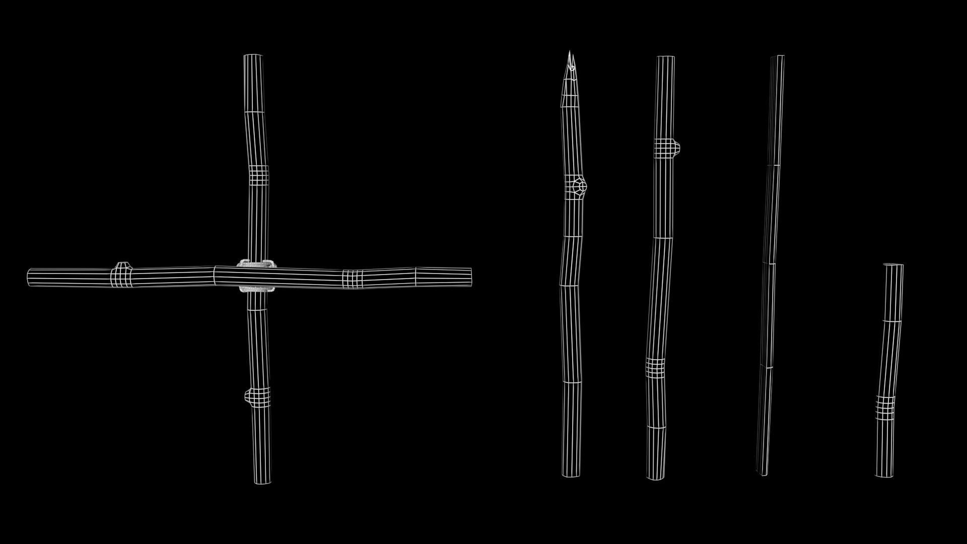 Wood sticks  Low-poly 3D model_11