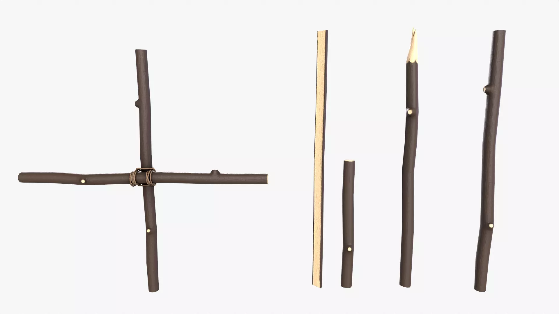 Wood sticks  Low-poly 3D model_0