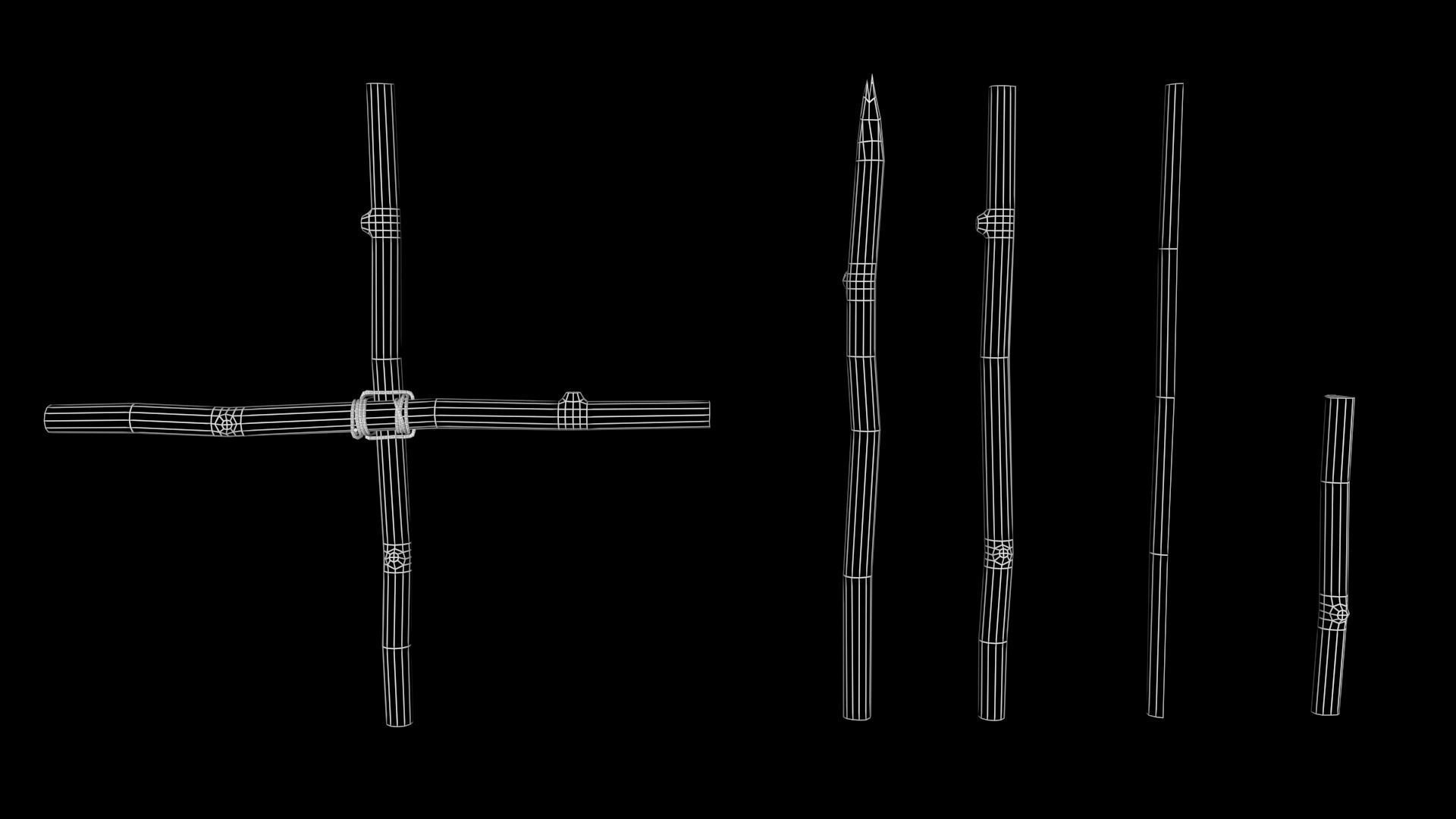 Wood sticks  Low-poly 3D model_10