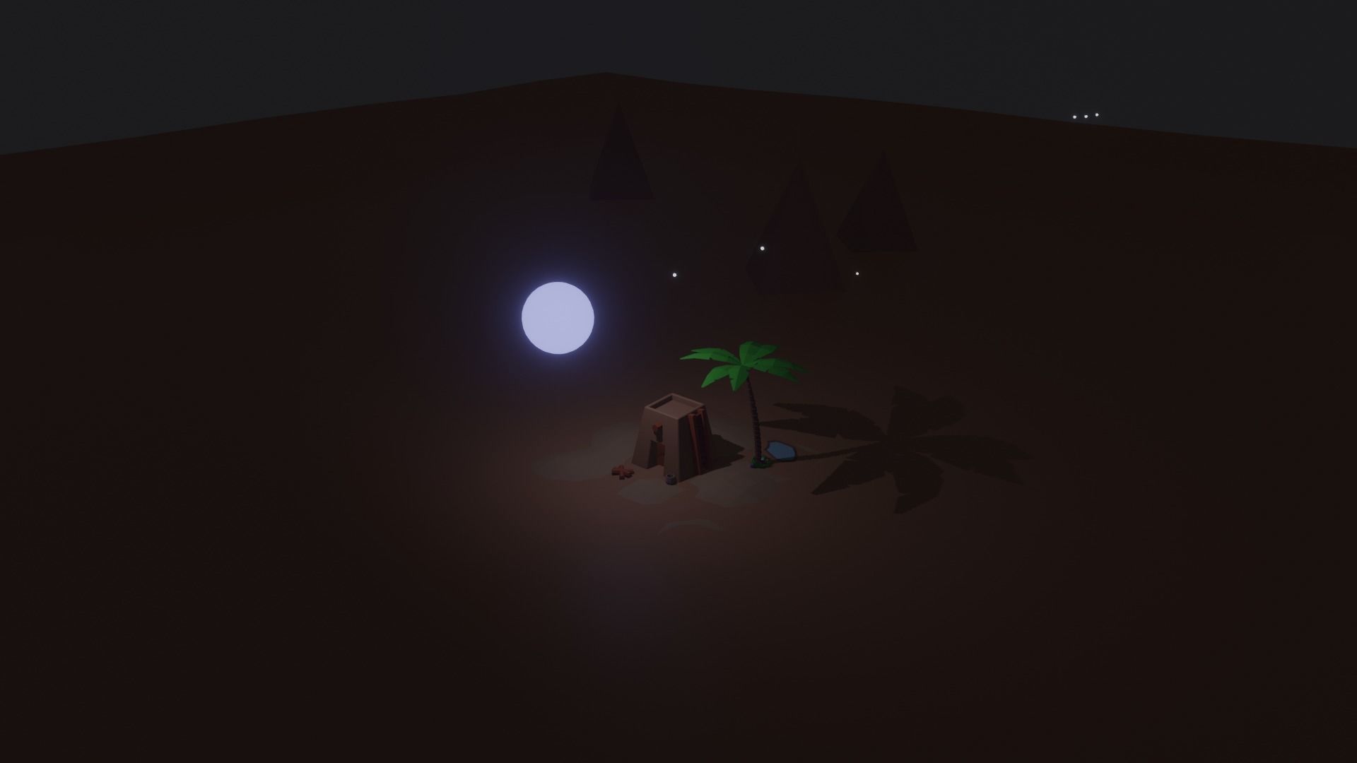 Low Poly Desert with animation Beautiful Night Low-poly 3D model_3