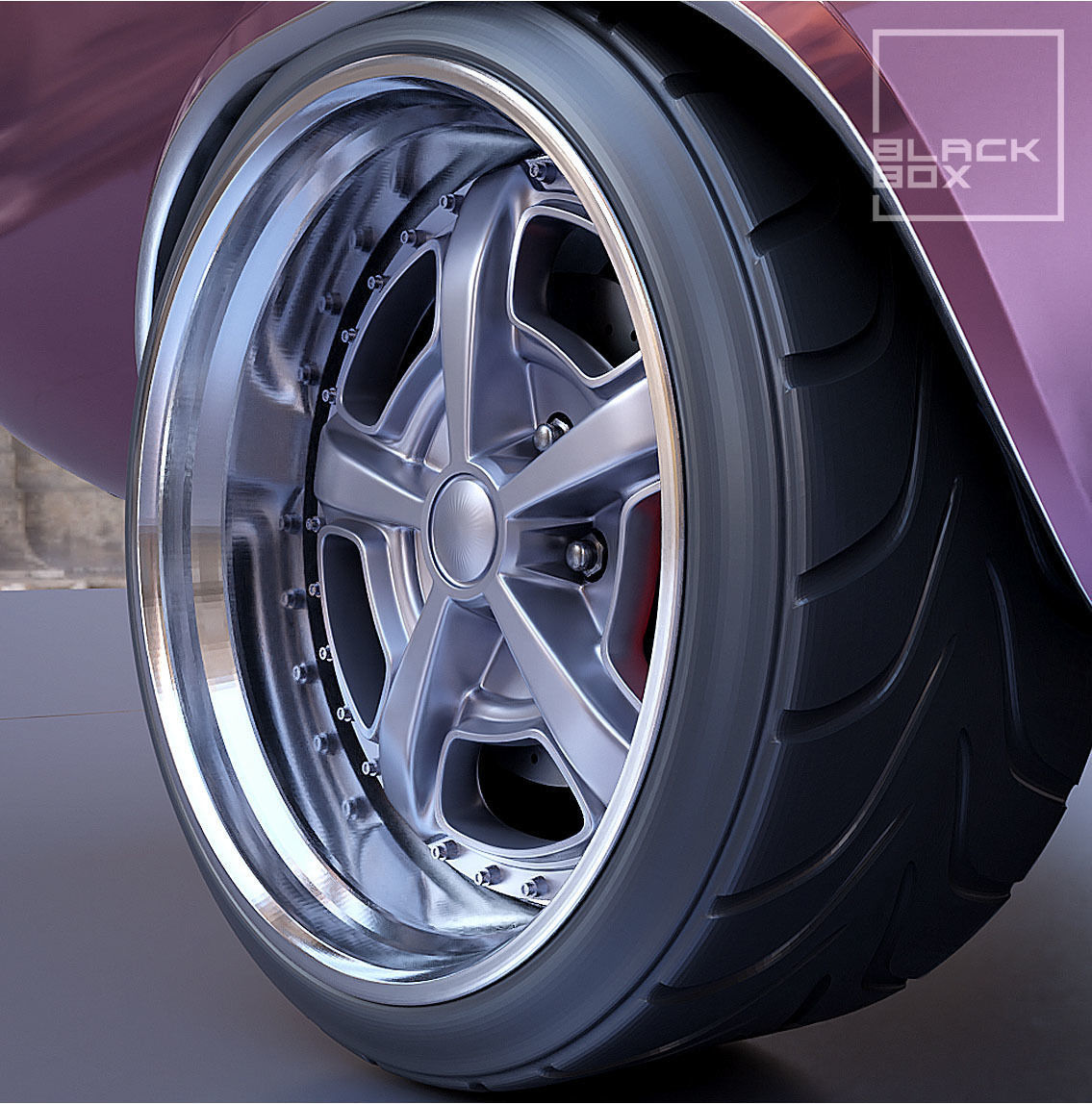 VIZ MUSCLE WHEEL SET FRONT AND REAR 3 OFFSETS for diecast  3D print model_3