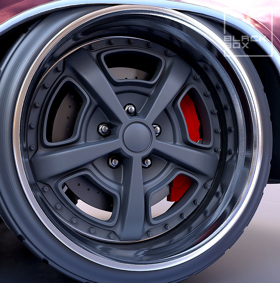 VIZ MUSCLE WHEEL SET FRONT AND REAR 3 OFFSETS for diecast  3D print model_2