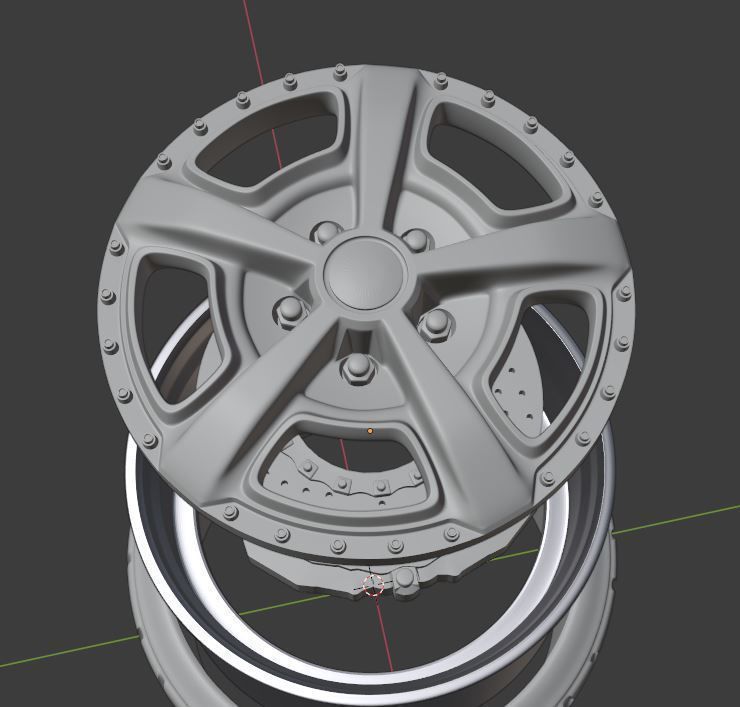 VIZ MUSCLE WHEEL SET FRONT AND REAR 3 OFFSETS for diecast  3D print model_7