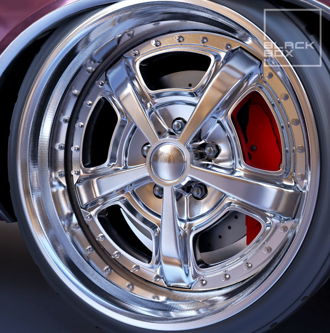 VIZ MUSCLE WHEEL SET FRONT AND REAR 3 OFFSETS for diecast  3D print model_1