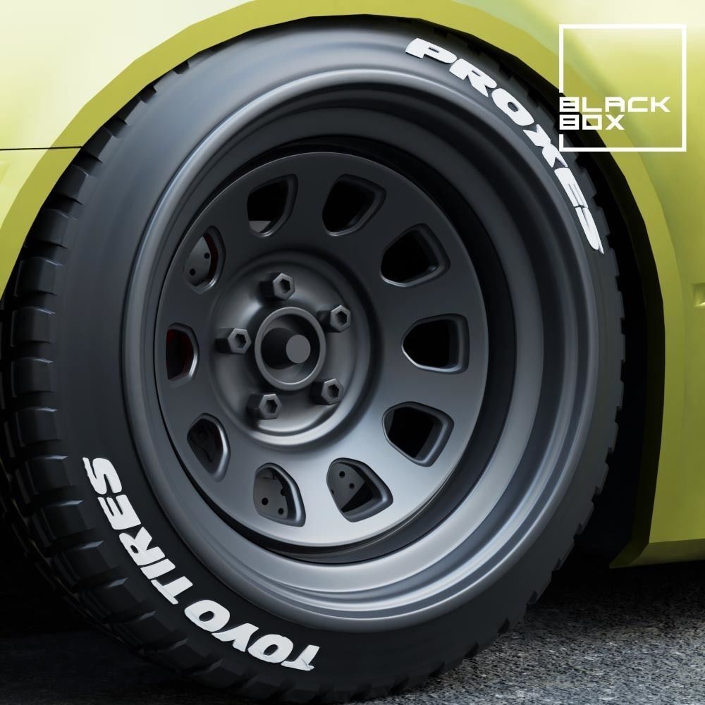 D STEEL WHEEL SET FRONT AND REAR WITH 2 TIRES for miniatures 3D print model_1
