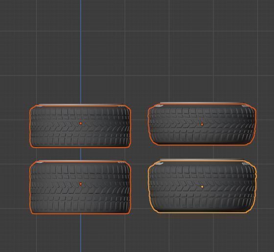 D STEEL WHEEL SET FRONT AND REAR WITH 2 TIRES for miniatures 3D print model_7