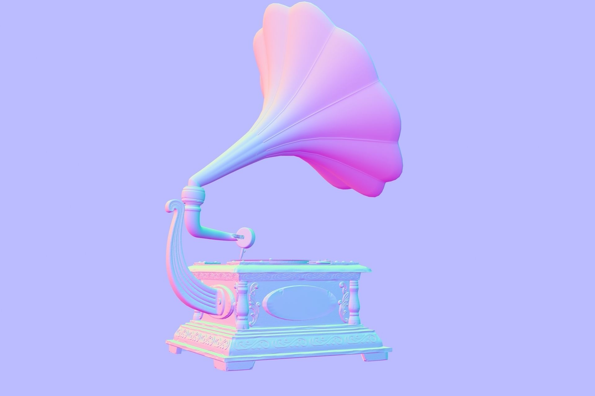 PBR Retro phonograph 3D model_15