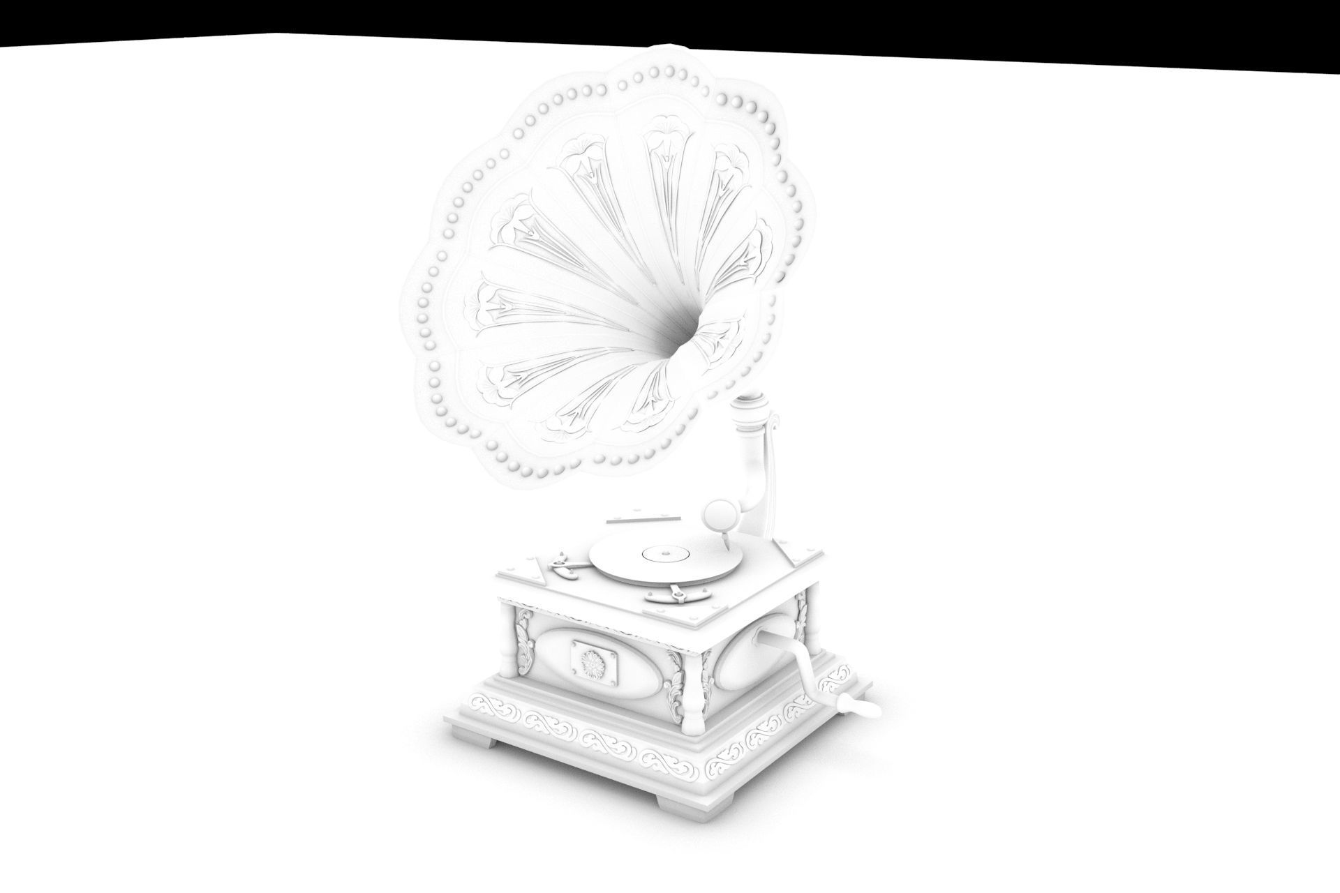 PBR Retro phonograph 3D model_5