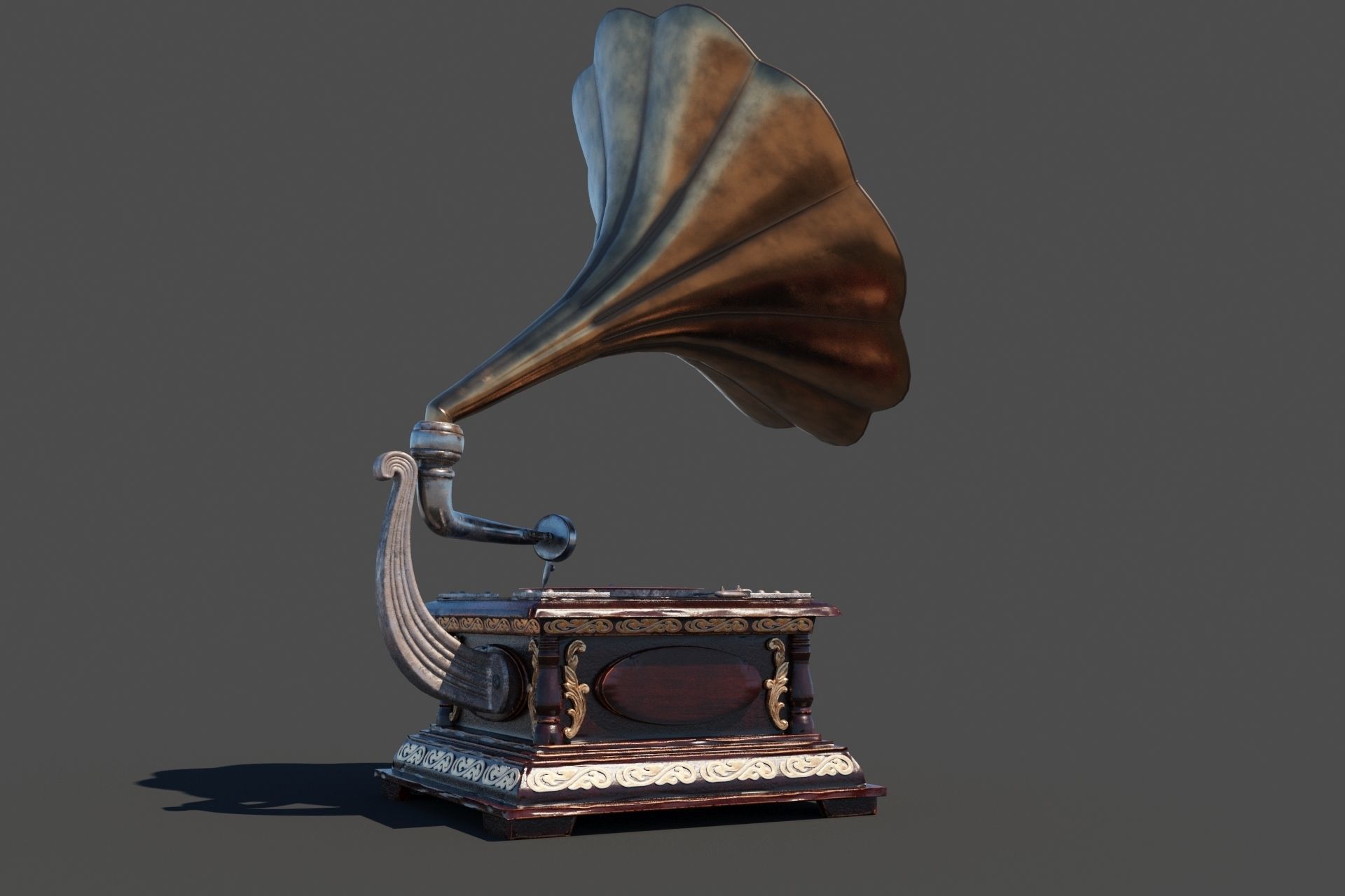 PBR Retro phonograph 3D model_13