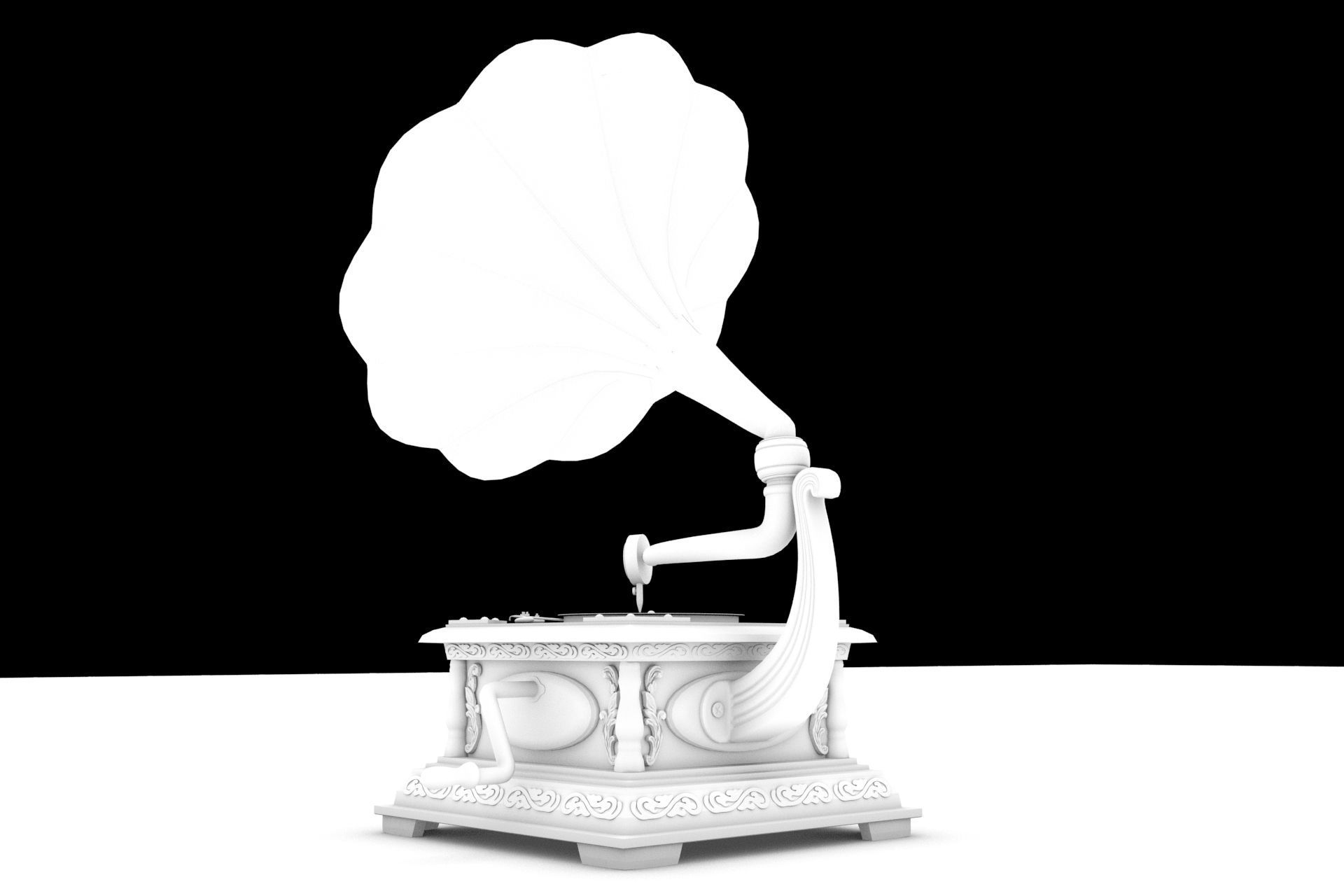 PBR Retro phonograph 3D model_11