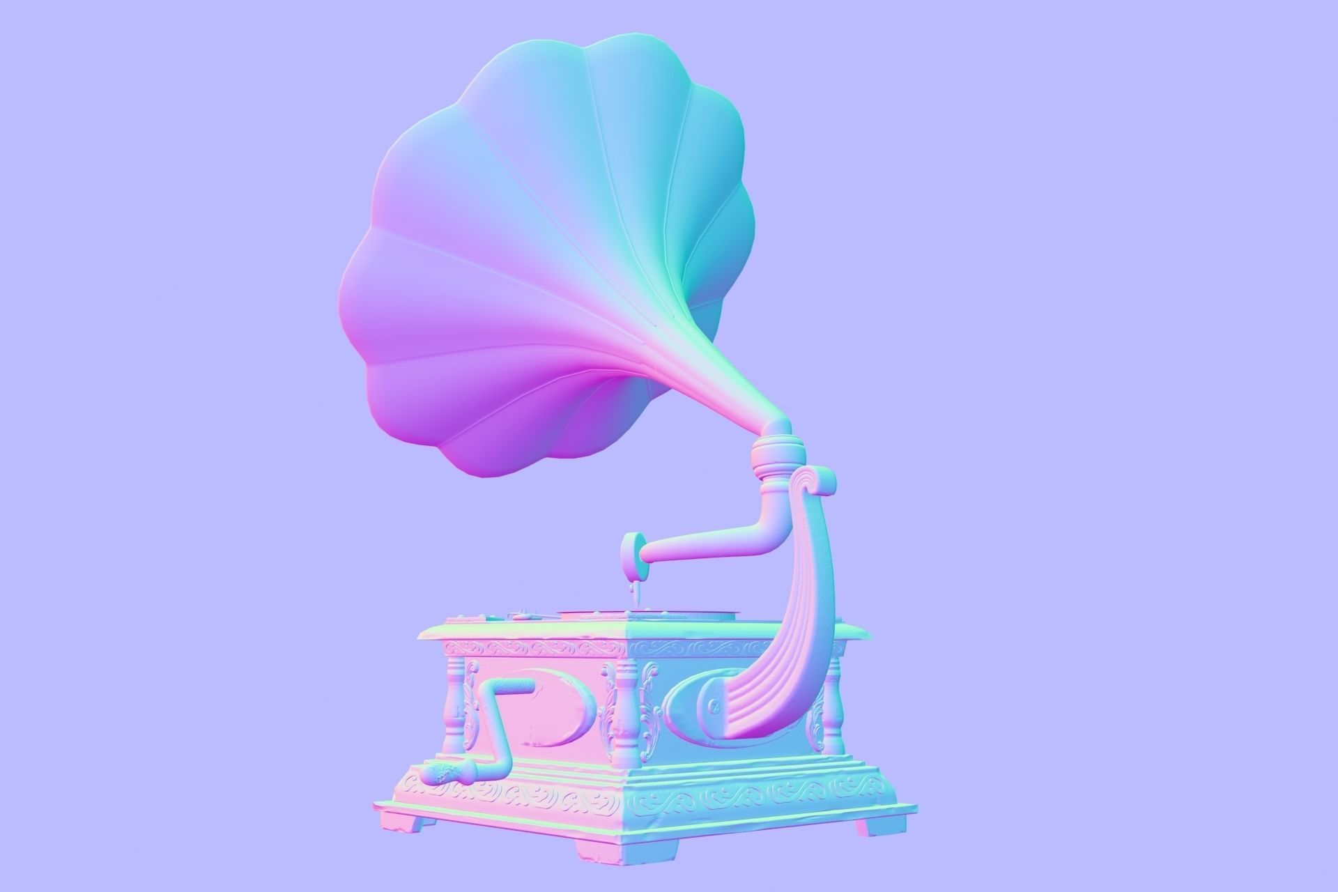 PBR Retro phonograph 3D model_12