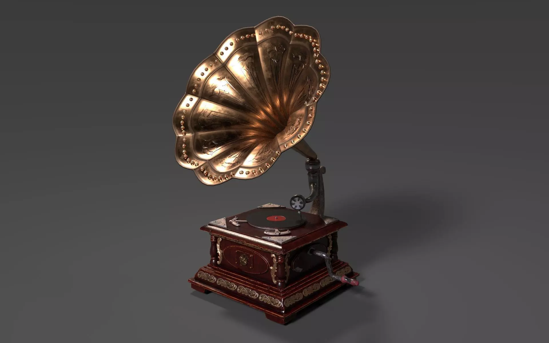 PBR Retro phonograph 3D model_0