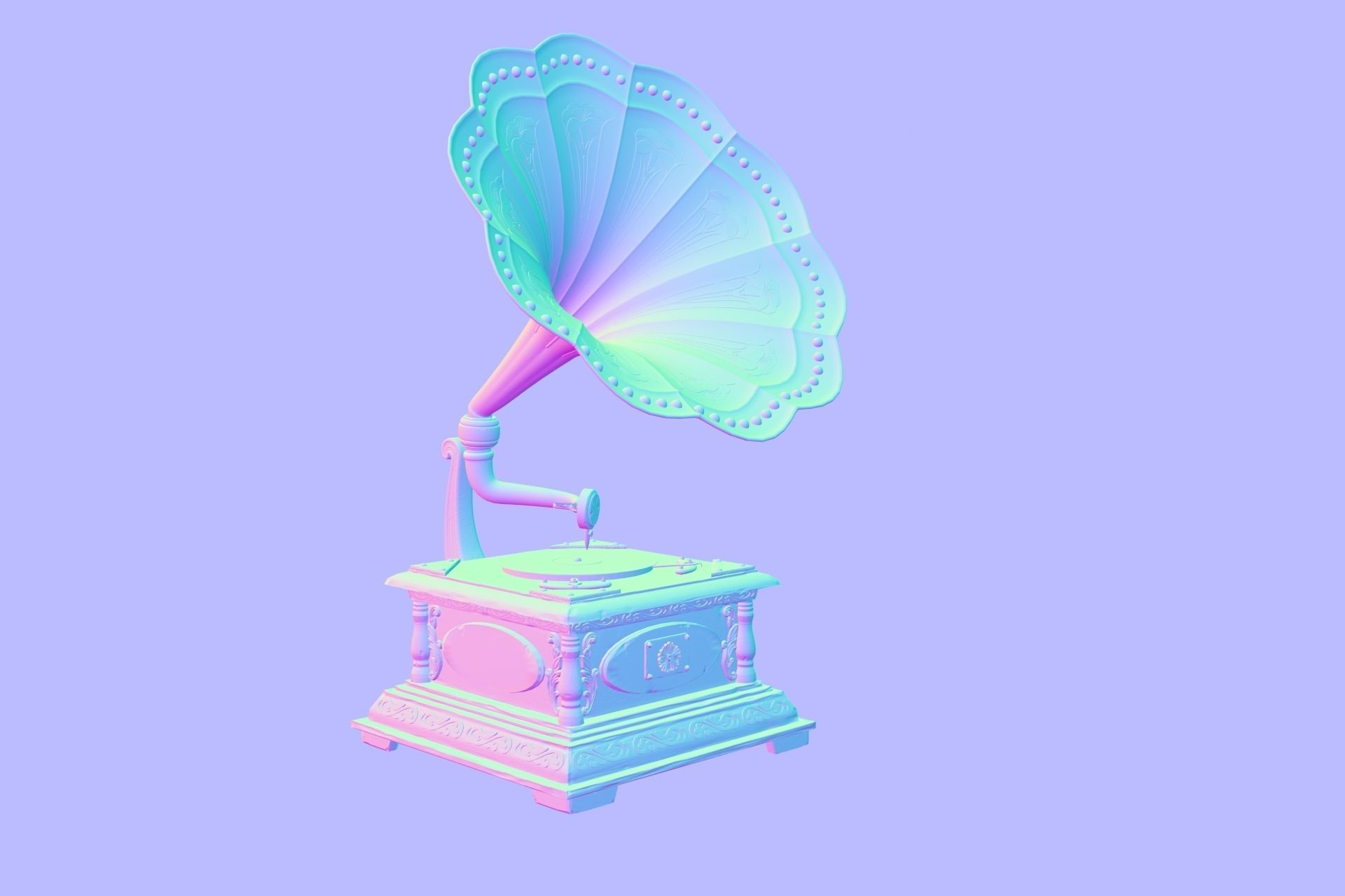 PBR Retro phonograph 3D model_9