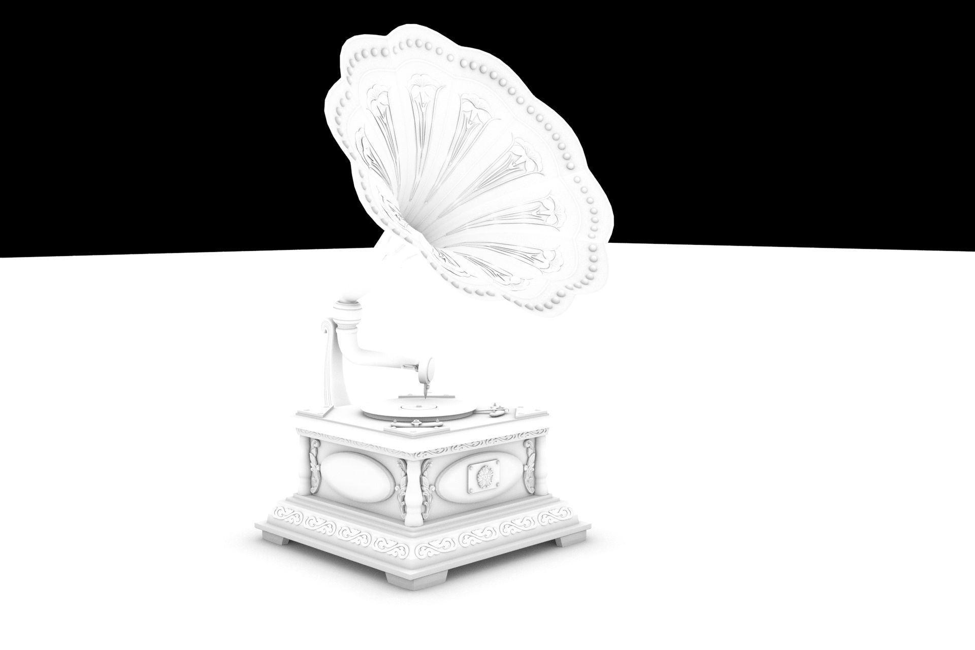 PBR Retro phonograph 3D model_8