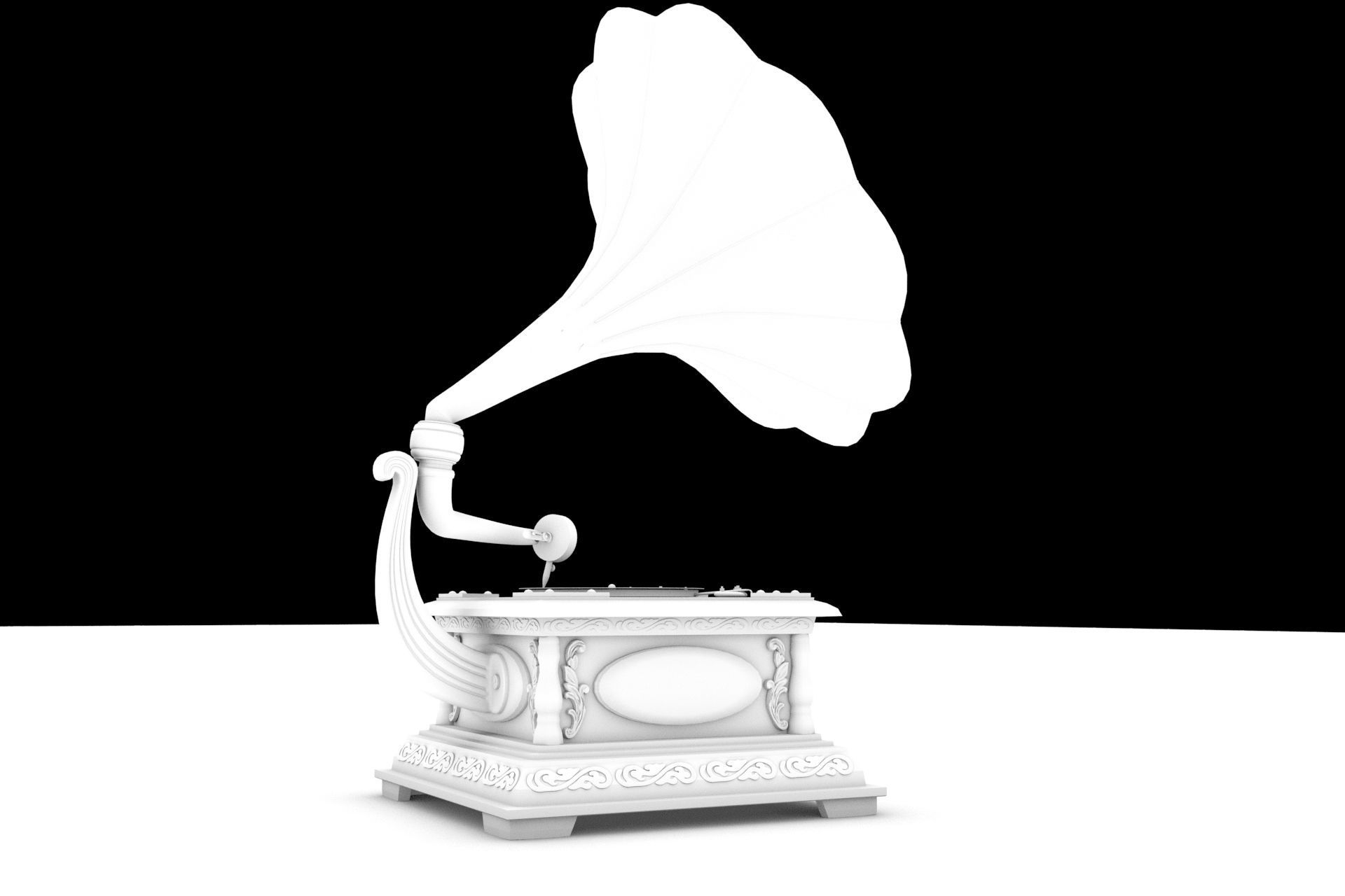 PBR Retro phonograph 3D model_14