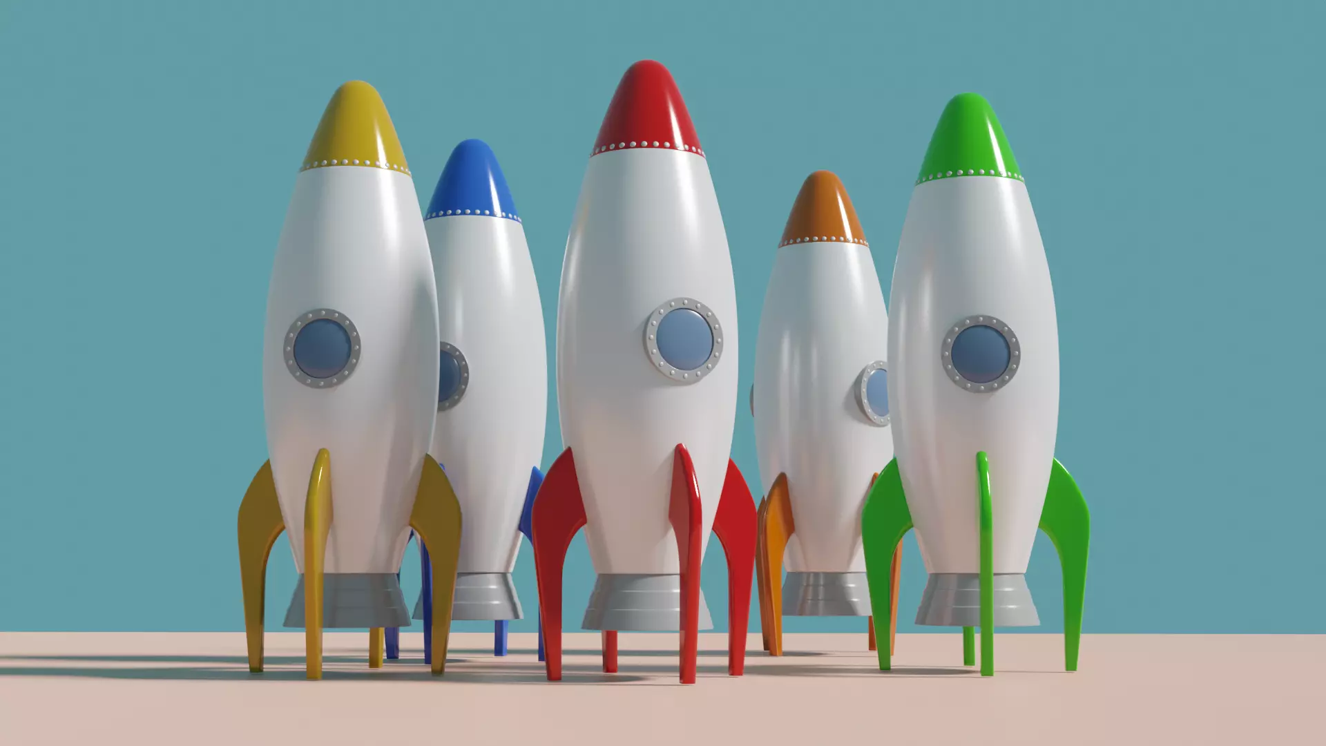 Cartoon style rockets 3D model_0