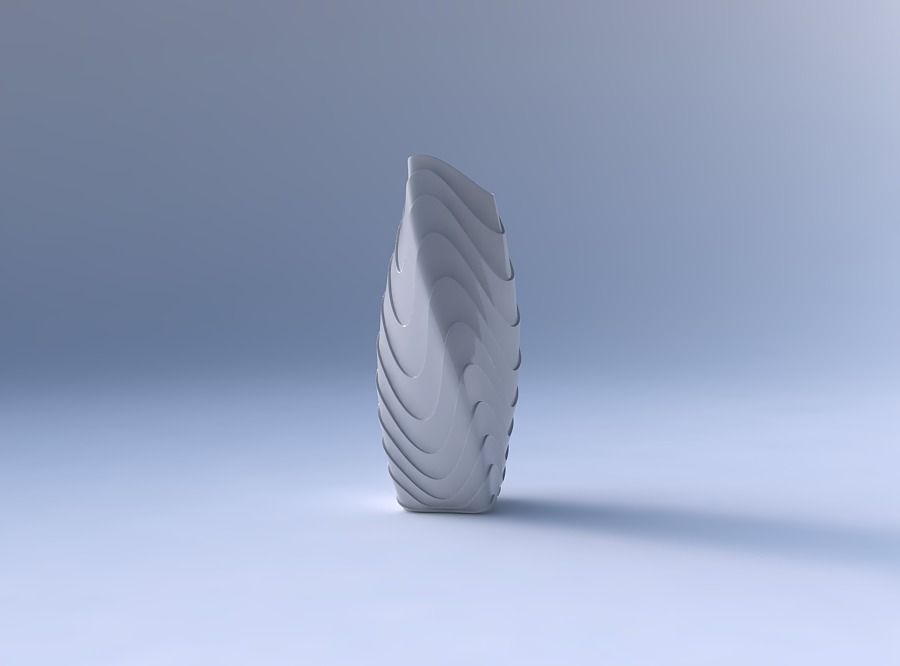 Vase twisted arc rectangle with horizontal wavy layers 3D print model_4