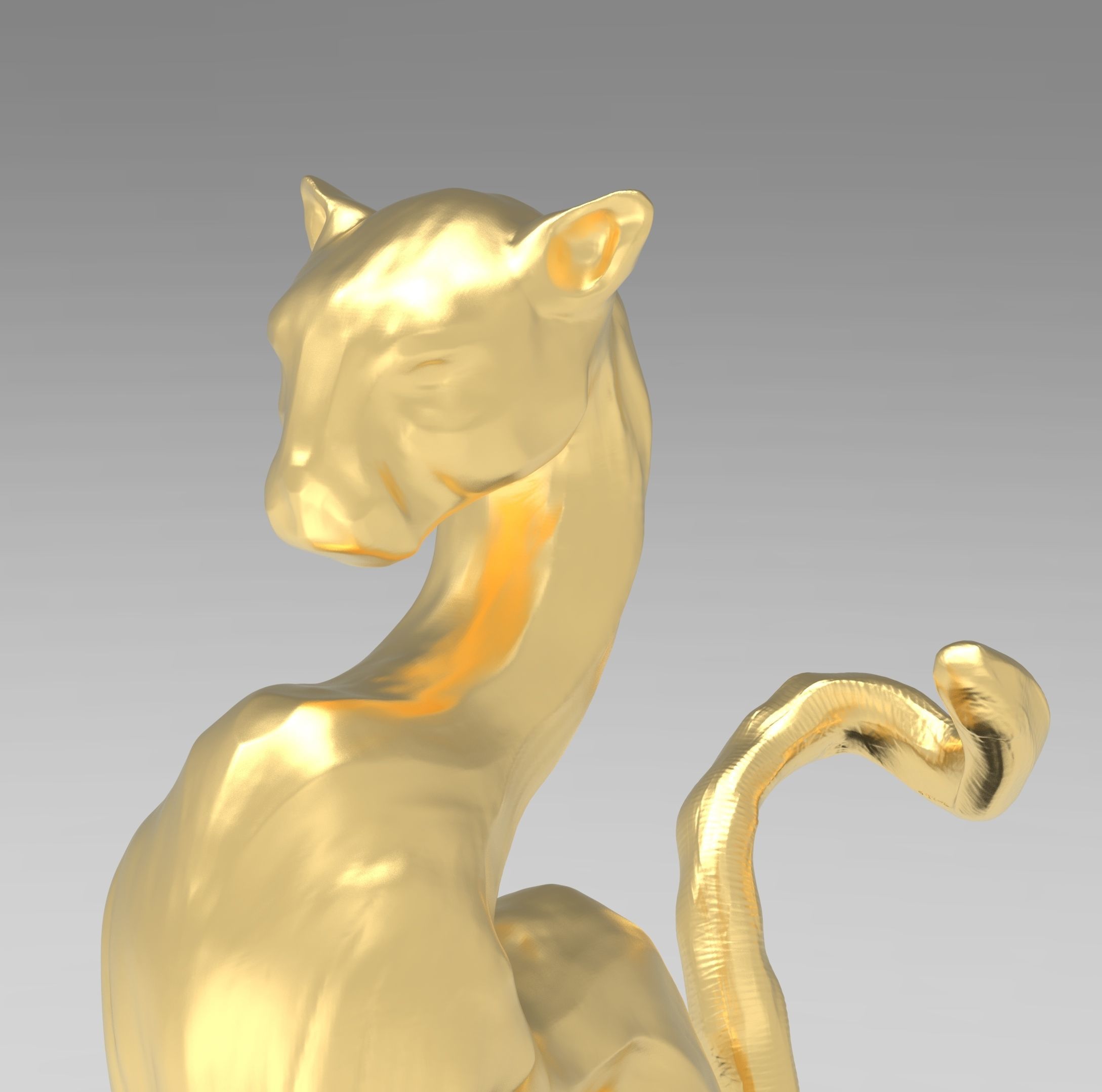 The Feng Shui Golden Leopard Statue 3D print model_3