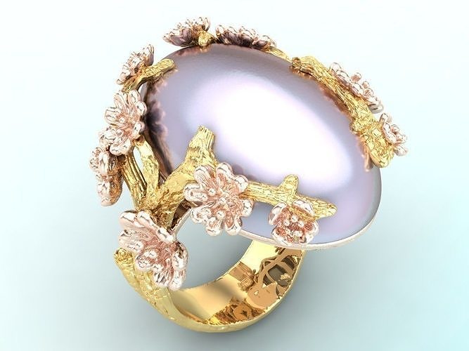 Peach Blossom Ring -  Apricot Blossom Rings -  Flower Rings 3D print model