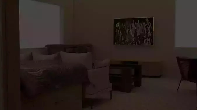 Bedroom living room with piano