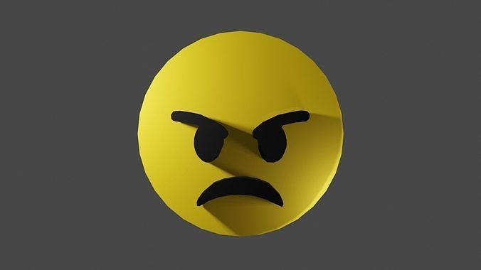 Angry mad emoji face                     3d model Free low-poly 3D model